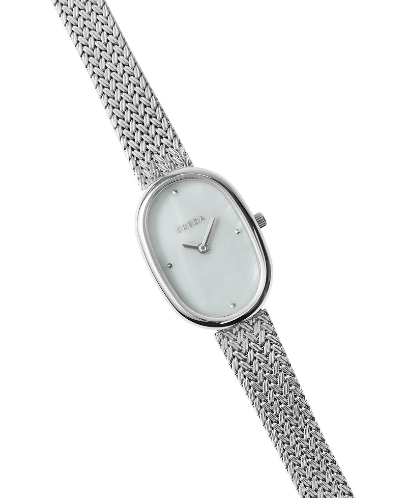 Breda Women's 'Jane Tethered' Silver Stainless Steel Mesh Bracelet Watch, 23mm