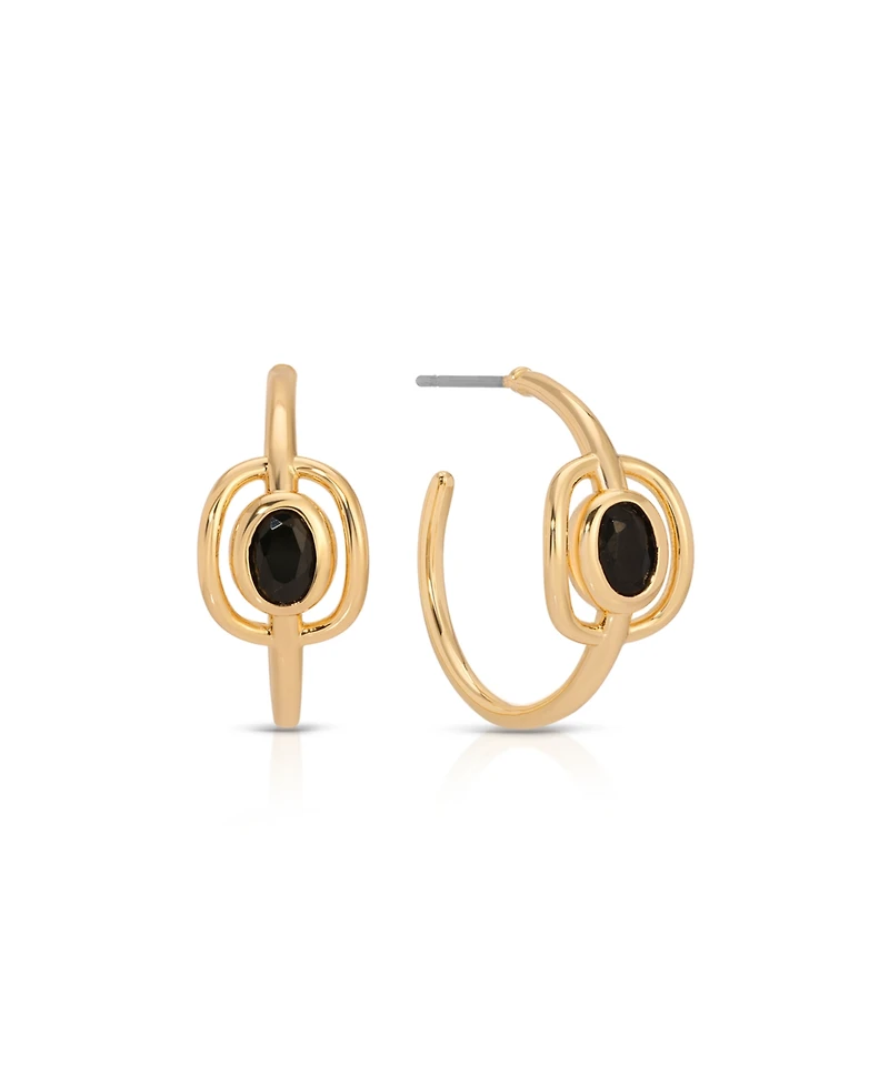Ettika Gold Plated Crystal Cage Hoop Earrings