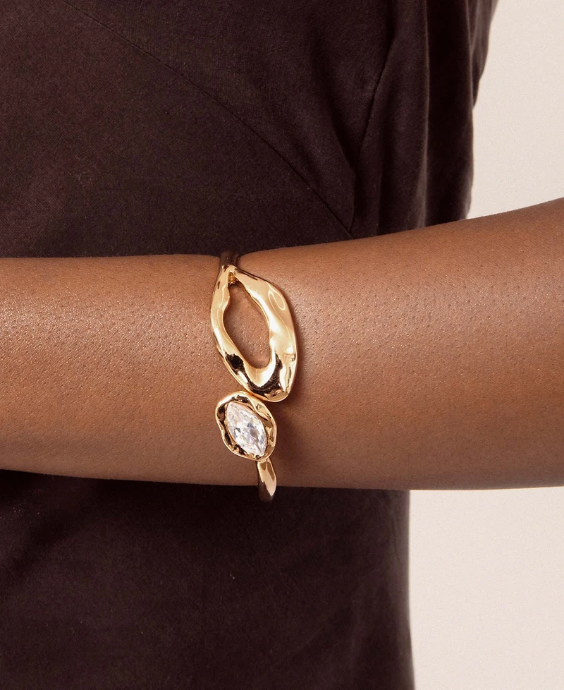 Ettika Gold Plated Molten Marquise Cuff Bracelet