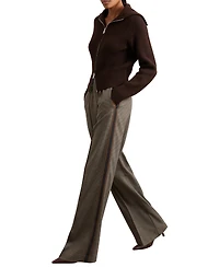 Reiss Women's Side-Stripe Wide-Leg Check Pants