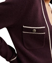 Reiss Women's Wool-Cashmere Tipped V-Neck Cardigan Sweater