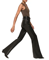 Reiss Women's Leather High-Rise Flared Pants