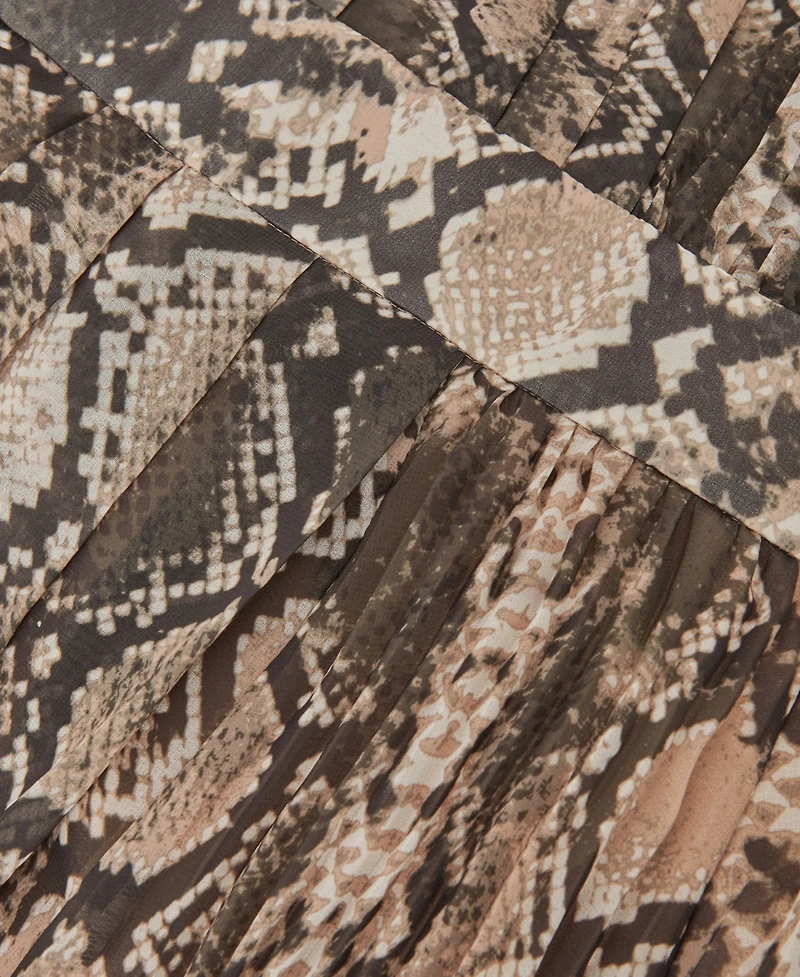 Reiss Women's Snake-Print Pleated Midi Dress