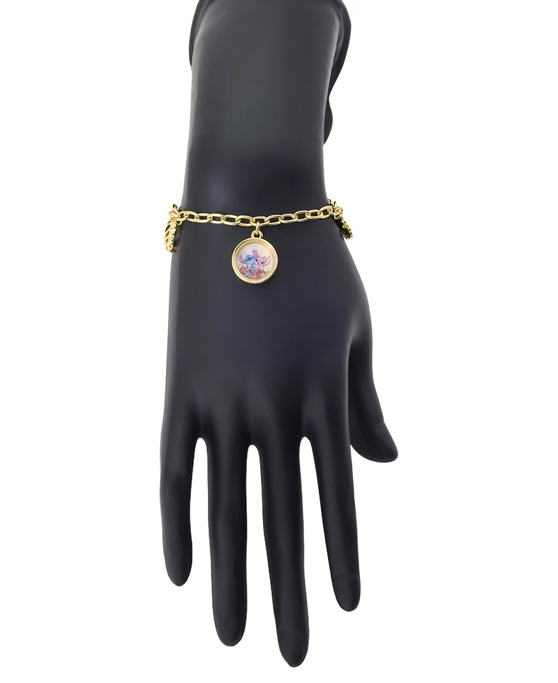 Disney Stitch and Angel Cubic Zirconia and Crystal Charm Bracelet