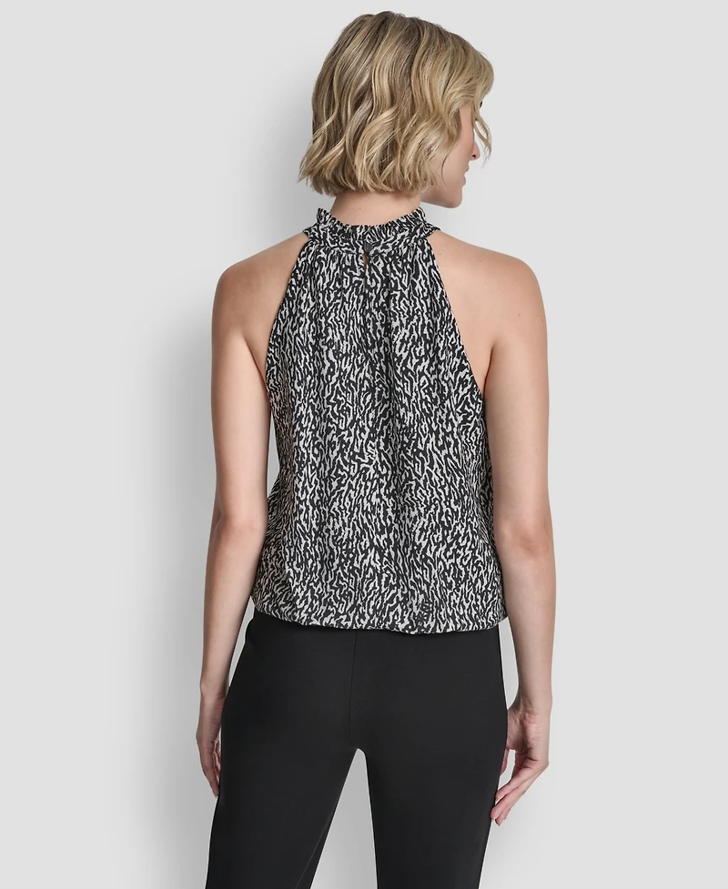 Dkny Women's Sleeveless Printed Voile Halter Top
