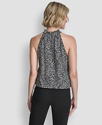 Dkny Women's Sleeveless Printed Voile Halter Top