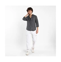 Campus Sutra Men's Solid Textured Knit Shirt