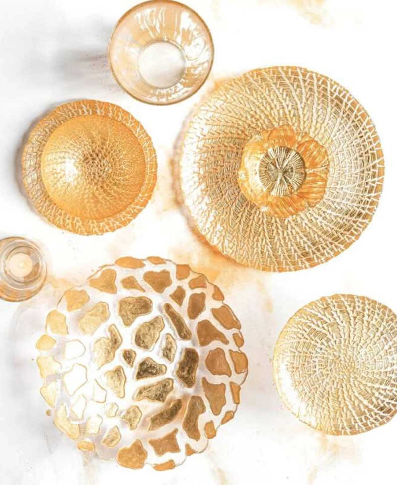 Vietri Rufolo Glass Gold Crocodile Service Plate/Charger