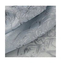 Rt Designers Collection Andrea Emb Metallic Doily Rod Pocket Room Darkening Curtain Panels for Bedroom 54" x 95" Silver