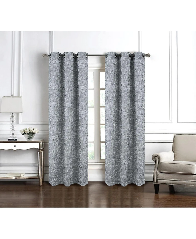 Rt Designer Collection Cambridge Jacquard 2 Pack Luxurious Modern Design Curtain Panel 36" x 84" Silver