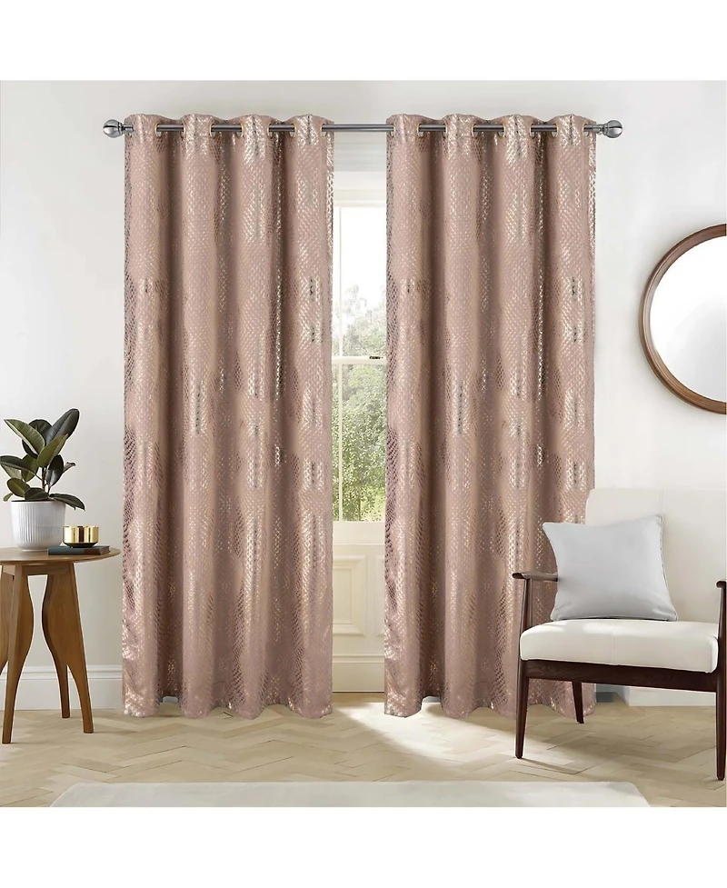 Rt Designer Collection Hailey Halo Foil Blackout Grommet Curtain Panel 52" x 90" Taupe