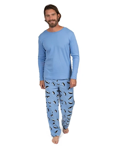 Leveret Men's Cotton Top and Fleece Pants Holiday Pajamas