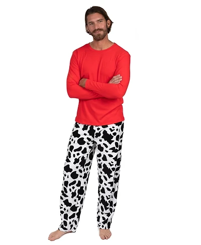 Leveret Men's Men s Cotton Top and Fleece Pants Holiday Pajamas