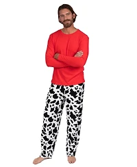 Leveret Men's Men s Cotton Top and Fleece Pants Holiday Pajamas