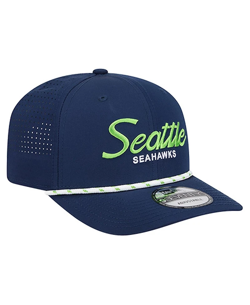 New Era Men's College Navy Seattle Seahawks Script 9SEVENTY Adjustable Hat
