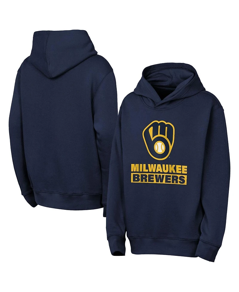 Outerstuff Big Boys and Girls Navy Milwaukee Brewers Back to Basics Hoodie