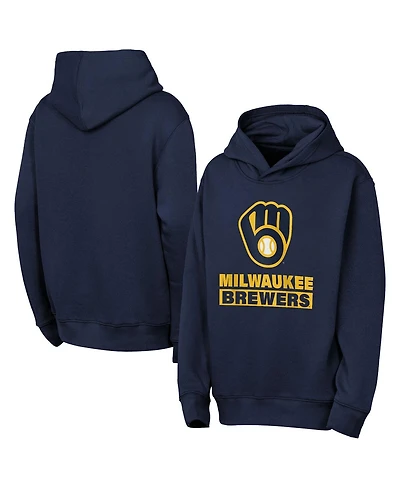 Outerstuff Big Boys and Girls Navy Milwaukee Brewers Back to Basics Hoodie