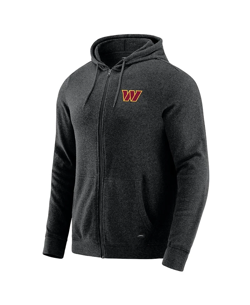 J. Palmer Men's Dark Heather Gray Washington Commanders Players Lounge Tri-Blend Full-Zip Hoodie