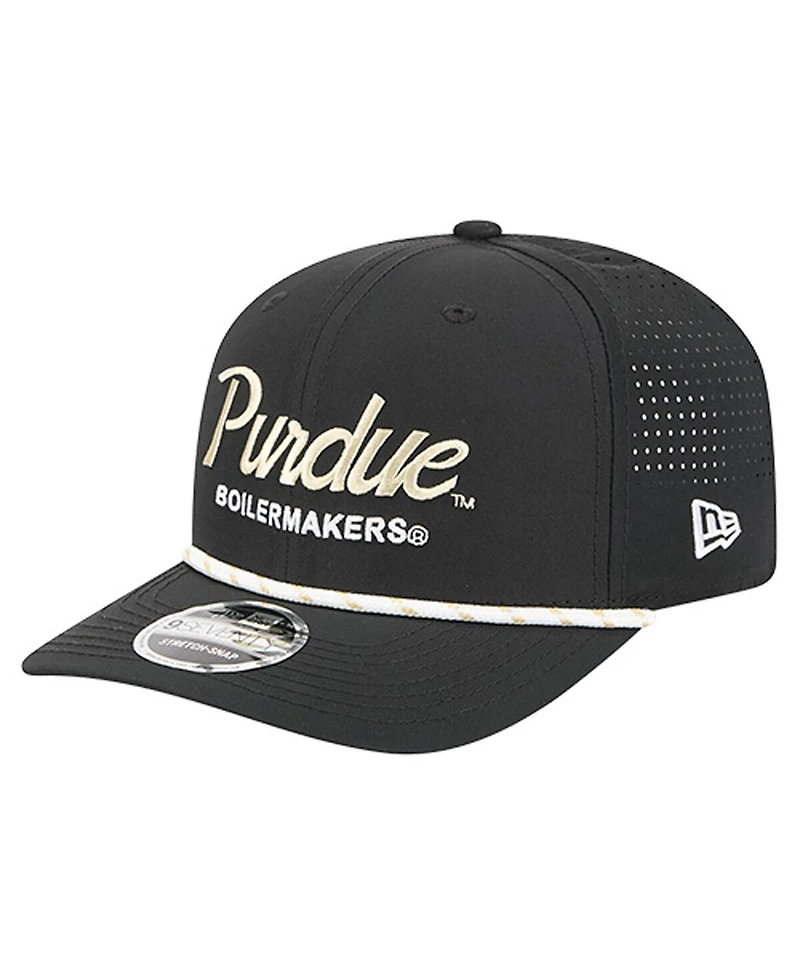 New Era Men's Black Purdue Boilermakers Script Performance Rope 9SEVENTY Adjustable Hat