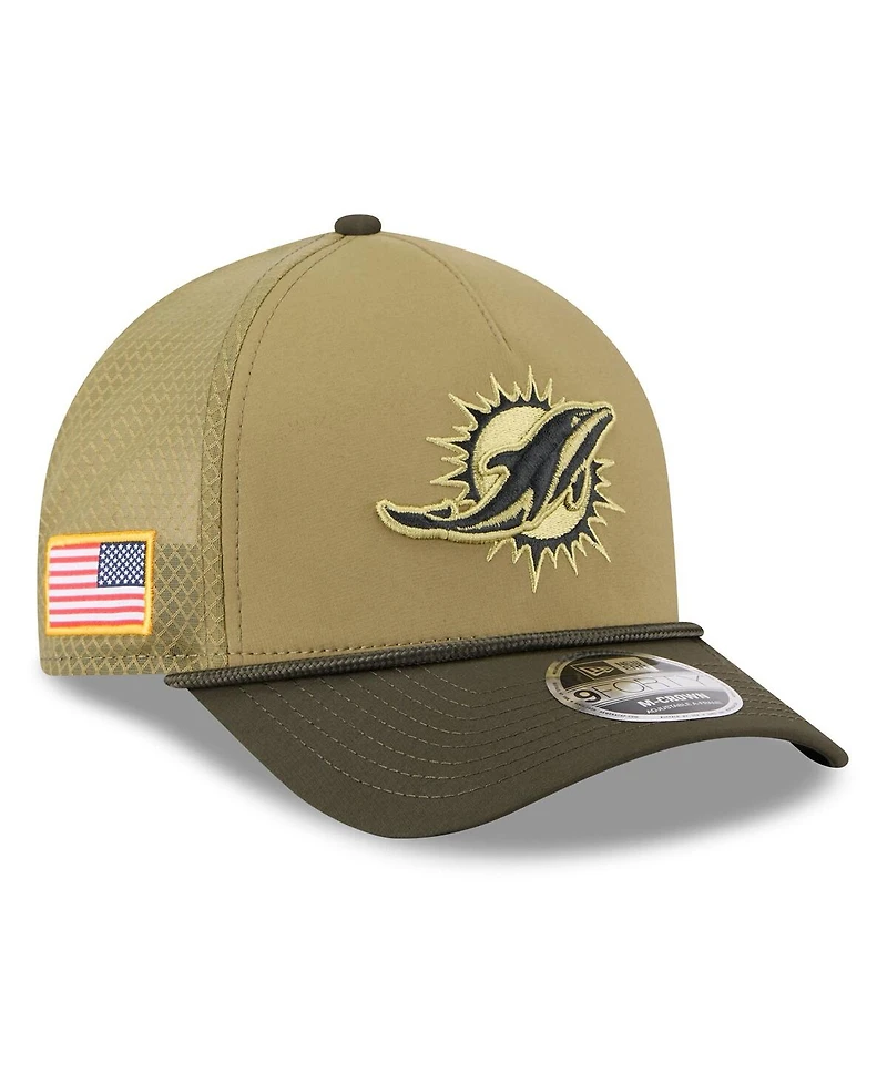New Era Men's Green Miami Dolphins 2025 Salute to Service 9FORTY A-Frame M-Crown Adjustable Hat