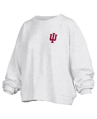 Pressbox Women's Oatmeal Indiana Hoosiers Waist Length Oversized Janise Melange Sweatshirt