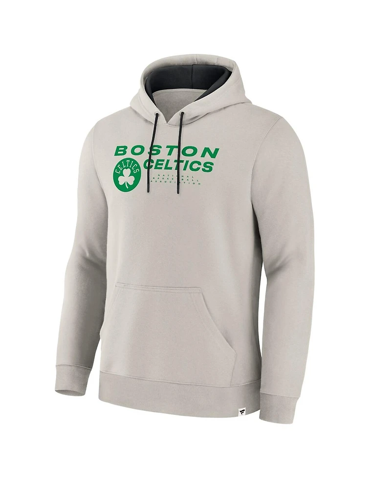 Fanatics Men's Off White Boston Celtics Crossover Collection Blocked Shot Premium Pullover Hoodie