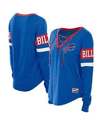 New Era Women's Royal Buffalo Bills Throwback Lace-Up Long-Sleeve T-Shirt