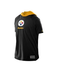 New Era Men's Black Pittsburgh Steelers Combine Authentic Hooded Raglan Short-Sleeve T-Shirt