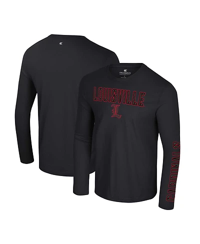 Colosseum Men's Black Louisville Cardinals Color Pop Active Blend 2-Hit Long Sleeve T-Shirt