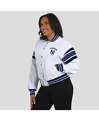 Wear by Erin Andrews Women's White New York Yankees Full-Snap Fleece Sweatshirt Jacket