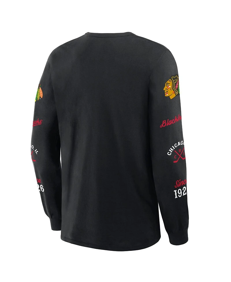 Fanatics Men's Black Chicago Blackhawks Boxed In Legacy Long Sleeve T-Shirt
