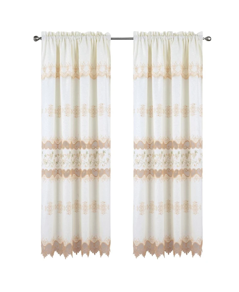 Rt Designer Collection Alice Macrame Luxurious Decorative Rod Pocket Curtain Panel 54" x 84" Beige