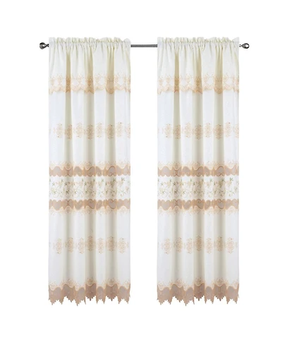 Rt Designer Collection Alice Macrame Luxurious Decorative Rod Pocket Curtain Panel 54" x 84" Beige