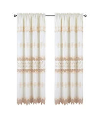 Rt Designer Collection Alice Macrame Luxurious Decorative Rod Pocket Curtain Panel 54" x 84" Beige