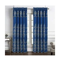 Rt Designers Collection Jayla Stylish & Premium Embroidered Curtain Panel 54" x 90" Navy