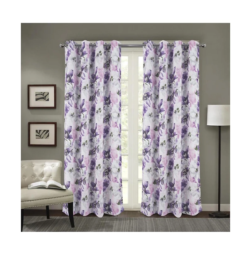 Rt Designers Collection Eden Printed Blackout Grommet Window Curtain Panel 54" x 84" Lilac