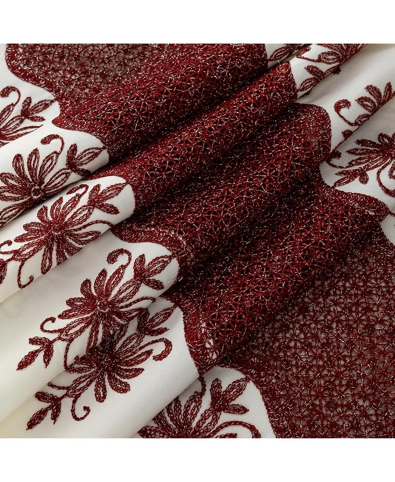 Rt Designers Collection Donna Macrame Construction 3" Rod Pocket Curtain Panel 54" x 90" Beige/Burg