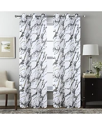 Rt Designers Collection Marble Grommet Metallic Sheer Printed Doily Curtain Panel 54" x 90