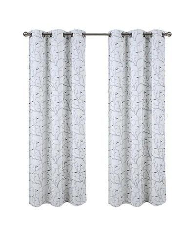 Rt Designer Collection Luciana Embroidered Blackout Luxurious Decorative Grommet Curtain Panel 54" x 90" White