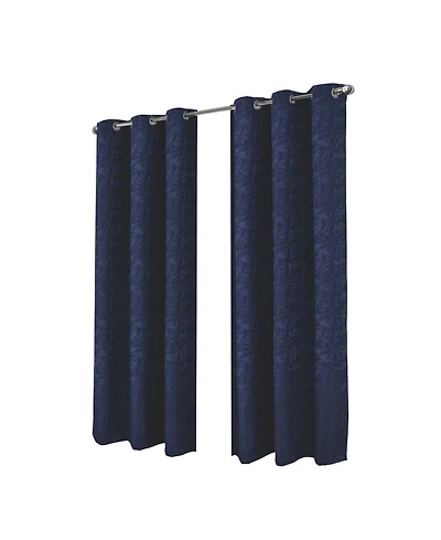 Rt Designer Collection Calypso Shimmer Jacquard 2 Pack Grommet Curtain Panel Pair 36" x 84" Navy Blue
