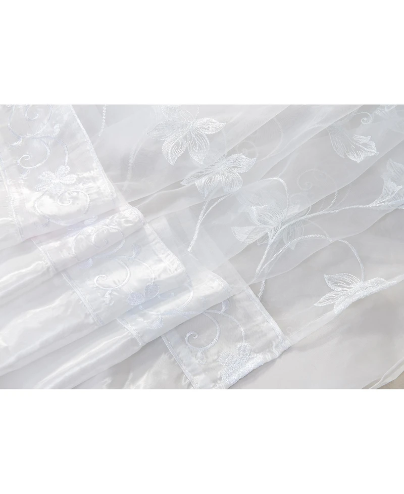 Rt Designers Collection - Pia Embroidered Panel With Double Valance 54'' x 90'' White