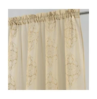 Rt Designers Collection Andrea Emb Metallic Doily Rod Pocket Room Darkening Curtain Panels for Bedroom 54" x 95" Taupe