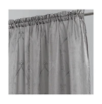 Rt Designers Collection Pearl Emb Metallic Doily Rod Pocket Room Darkening Window Curtain Panel for Bedroom 54" x 84" Charcoal