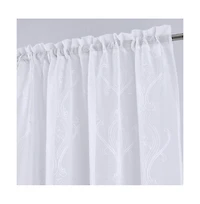 Rt Designers Collection Pearl Emb Metallic Doily Rod Pocket Room Darkening Window Curtains for Bedroom 54" x 95" White