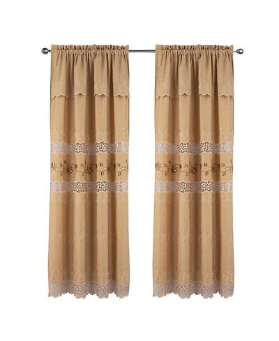 Rt Designer Collection Antonia Macrame Luxurious Decorative Rod Pocket Curtain Panel 54" x 84" Gold