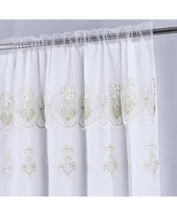 Rt Designers Collection Daisy Embroidery Grommet Curtain Panel With Attached Valance 54" x 84" White