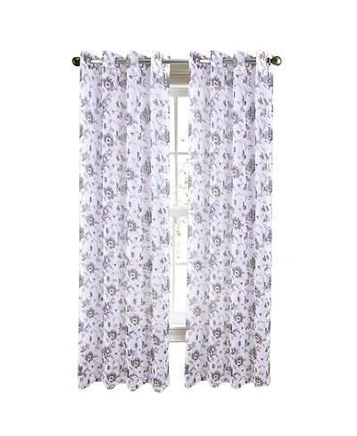 Rt Designers Collection Meadow Grommet Metallic Sheer Printed Doily Curtain Panel 54" x 95