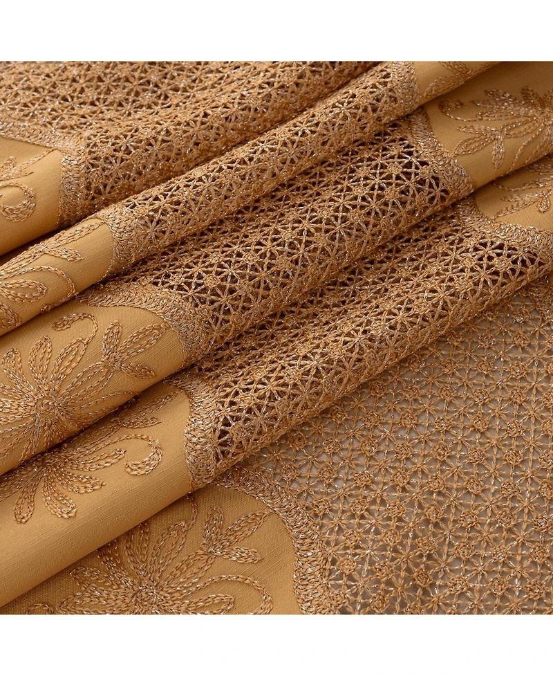 Rt Designers Collection Donna Macrame Construction 3" Rod Pocket Curtain Panel 54" x 90" Gold