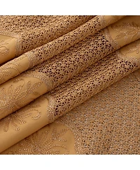 Rt Designers Collection Donna Macrame Construction 3" Rod Pocket Curtain Panel 54" x 90" Gold