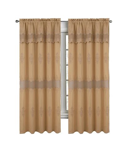 Rt Designers Collection Debbie Macrame Construction 3" Rod Pocket Curtain Panel 54" x 84" Gold/Gold